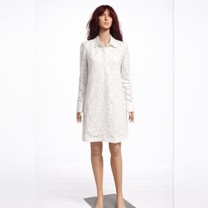 Diane Von Furstenberg White Lace Long Sleeve Dress Size 6 NWT